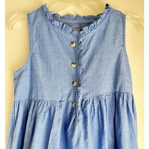 A.T.U.N‎ All Things Nice Girls Size 9-10 Light Blue Cotton Ruffle Dress - Picture 3 of 6